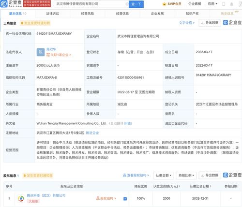 騰訊跨界出擊 成立管理咨詢公司，注冊資本2000萬元拓展勞務派遣服務新賽道